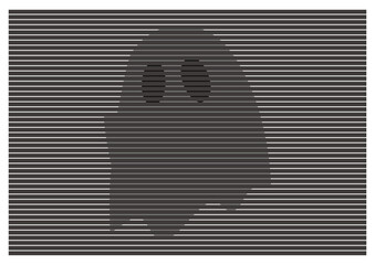 黒のストライプおばけのシルエット・ブラインドの影に潜むおばけ