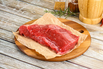Raw beef flesh for cooking