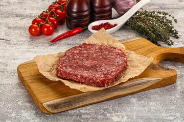 Raw beef burger cutlet for grill