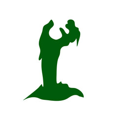 Zombie hand green silhouette 