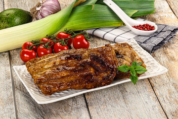 Tasty roasted pork ribs with spices