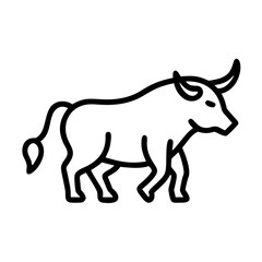 Obraz premium A simple line drawing of a bull against an unseen backdrop. The bull is strong and determined with a minimalist art style. The image captures the essence of strength and resilience