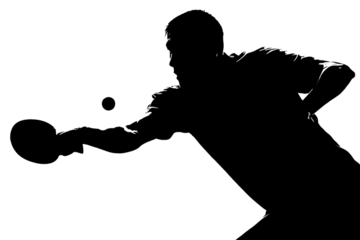Dynamic silhouette of a determined man playing billiards, focused on striking the cue ball with precision, capturing the thrill of the game