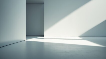 Empty room with light shadows and modern minimalistic design.