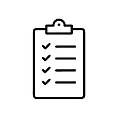 A minimal illustration of a clipboard with a checklist, symbolizing tasks completed successfully
