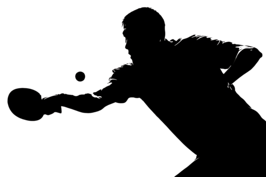 Dynamic silhouette of a determined man playing billiards, focused on striking the cue ball with precision, capturing the thrill of the game