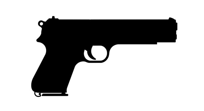 Glock 17 Full Size Vector Illustration Black and White