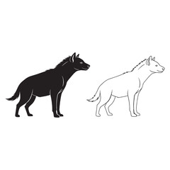 Crisp Hyena Silhouette & Hyena Lineart – Hyena Vector Graphic with Sharp, Clear Contours – Black Vector of Hyena – Vector Set of Hyena