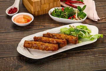 Fried Vietnamese spring roll with special sauce