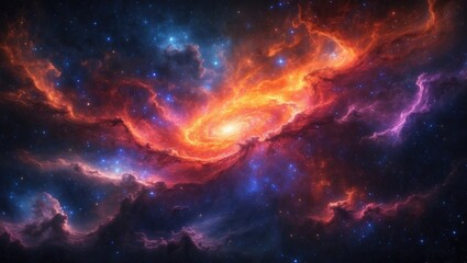 Fototapeta premium Deep space cloud formation with vibrant colors and starry background. Astronomy and universe exploration, cosmos, and celestial phenomena.