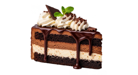 Rich chocolate cake slice indulgence