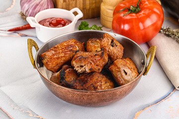 Grilled pork neck meat shashlik