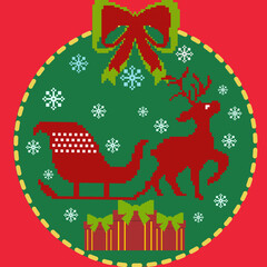 Vector-Pixel Art Christmas Ornaments, Decorations 