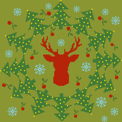 Vector-Pixel Art Christmas Ornaments, Decorations 