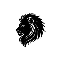 Vector illustration of a minimalist black lion head logo. Elegant, bold, and modern design perfect for branding, sports team emblems, tattoo design, or company identity.
