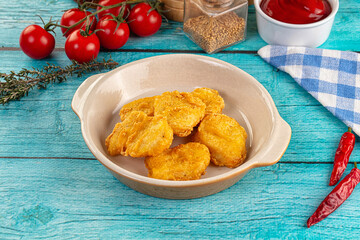 Golden crispy fried chicken nuggets