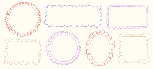 手書きのかわいいフレームセット　ベクター