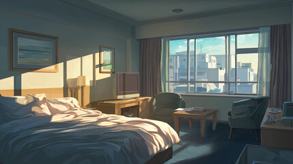 Cozy Sunlit Hotel Room wit City View