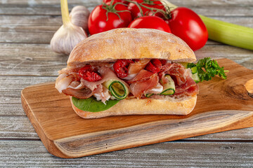 Ciabatta with cured parma and tomato