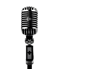 A vintage microphone on a transparent background, capturing the essence of classic audio recording
