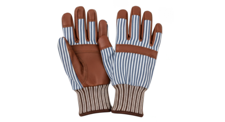 Striped Garden Gloves Leather Palm