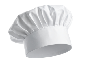 Floating Chef Hat with Soft Shadows, Angled Perspective, Transparent PNG