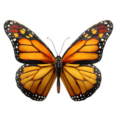 Fototapeta premium Orange textures show vivid butterfly, with black background, perfect for use as a video intro or a poster design.