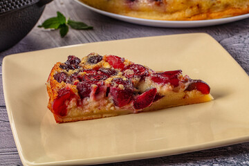 Crusty pie with fresh cherry