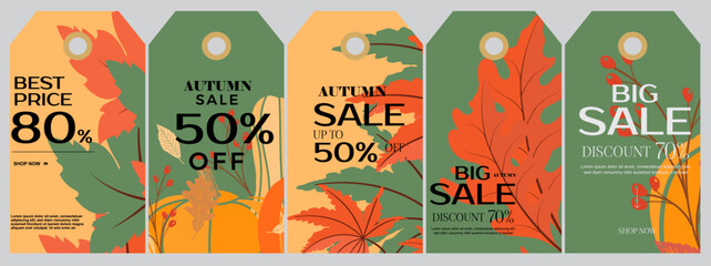 autumn sale labels price tag vector