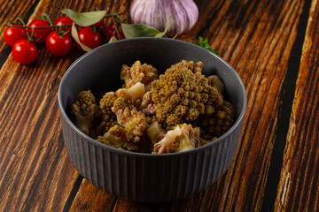 Vegan dietary steamed romanesco cabbage