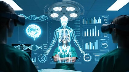 Surgeons using virtual reality in an operating room. An innovative glimpse into the future of surgery. Advanced technology, medical breakthrough, digital healthcare. - Powered by Adobe