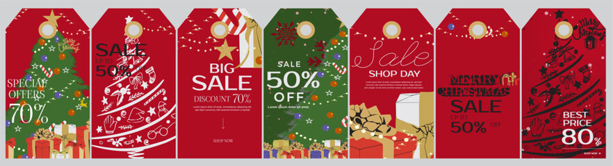 Christmas sale price tag vector illustration