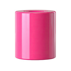 A vibrant hot pink cylindrical object, smooth and glossy