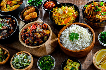 Composition with variety of east asian dishes