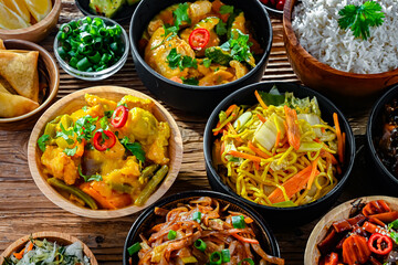 Composition with variety of east asian dishes
