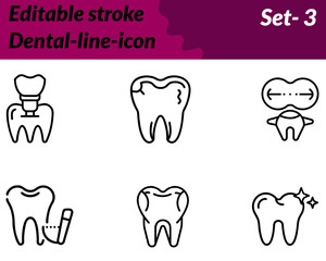 Dental icon character designed with a tooth symbol paired with elements like a toothbrush, dental mirror, or medical cross to represent oral care and dentistry. Created in a clean flat vector style.