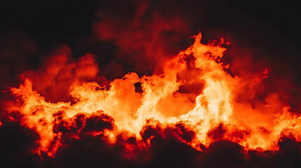Intense Flames Burning Brightly Against a Dark Background