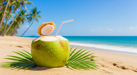 coconut cocktail on the beach