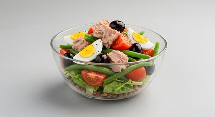 Healthy Nicoise Salad with Tuna, Eggs, and Vegetables