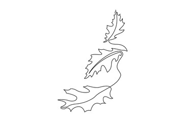 Continuous one line drawing of Autumn Leaves. Single line drawing illustration of Fall leaves. Autumn vibes concept vector art. Doodle line illustration.