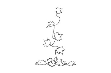 Continuous one line drawing of Autumn Leaves. Single line drawing illustration of Fall leaves. Autumn vibes concept vector art. Doodle line illustration.