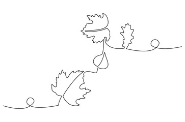 Continuous one line drawing of Autumn Leaves. Single line drawing illustration of Fall leaves. Autumn vibes concept vector art. Doodle line illustration.