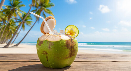 coconut cocktail on the beach