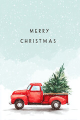 christmas card with car
