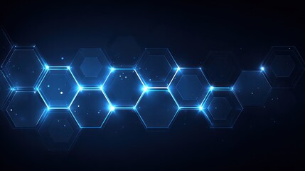 Futuristic Blue Hexagonal Technology Pattern on Dark Background