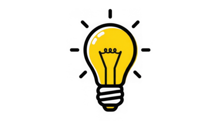 Yellow Lightbulb Idea Icon Bright Concept
