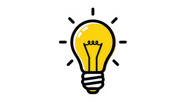 Yellow Lightbulb Idea Icon Bright Concept