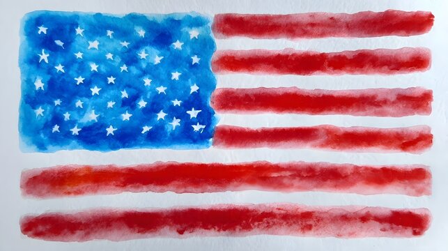 A vibrant, abstract rendition of the American flag, created with expressive brushstrokes and a bold, ic flair, symbolizing the nation's heritage, , and democratic values.