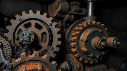 Machinery gears and cogs in a coal mine