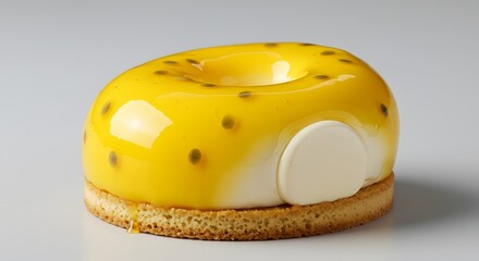 Fototapeta premium Gourmet Passion Fruit Mousse Cake with Mirror Glaze and Tart Base